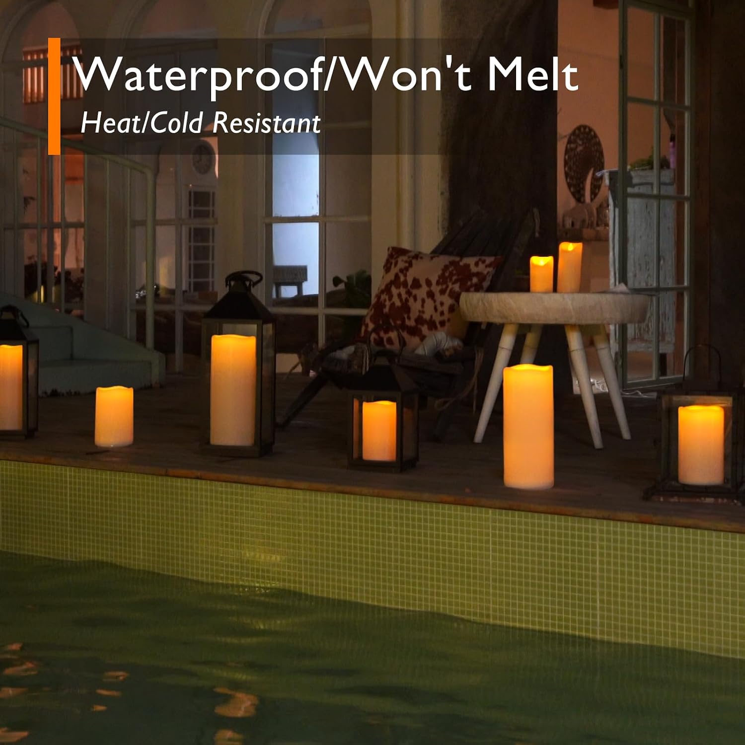 Detalle de Homemory HPILLAR Outdoor Flameless Candles, 12-Inch LED Pillars with Remote