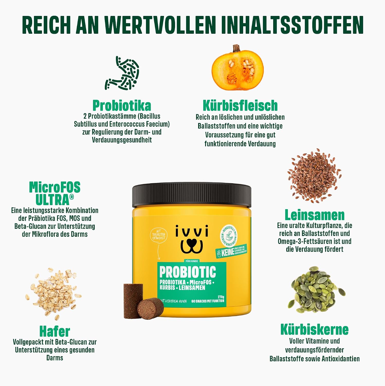 Detalle 2 de ivvi PROBIOTIC Probiotika 60 Snacks für Hunde