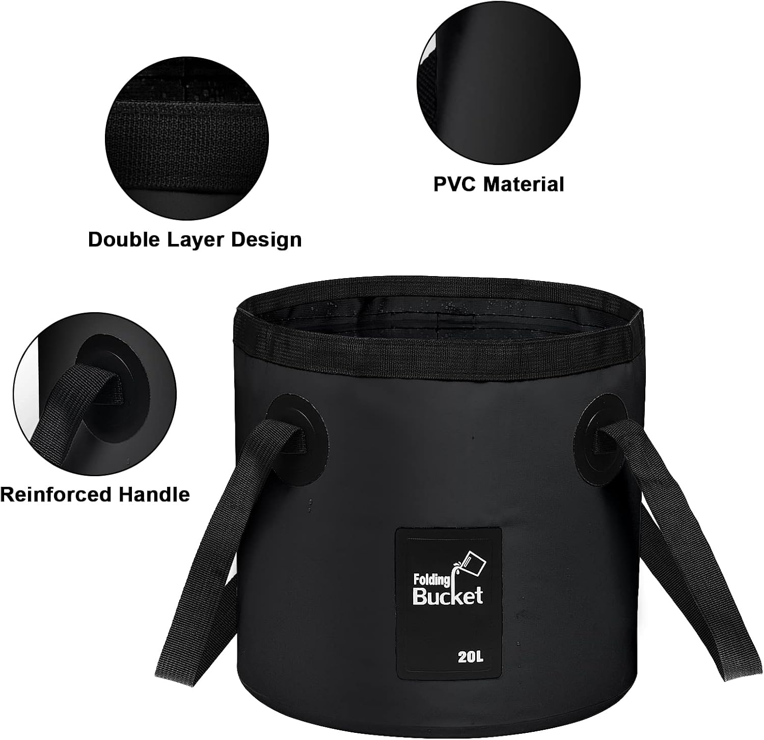 Detalle de Folding Bucket 20L – Foldable Camping Storage Container, Portable and Durable