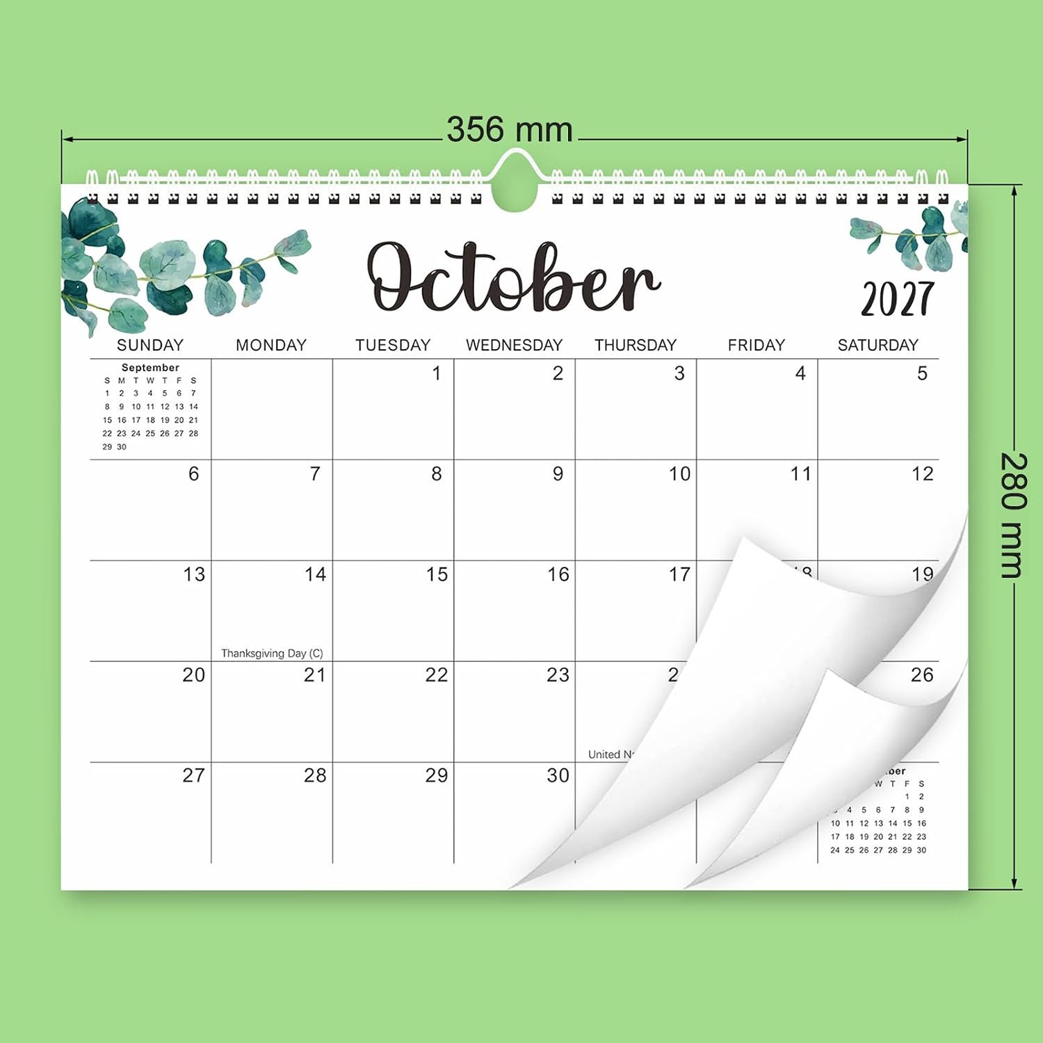 Detalle de PARTSPOWER 2027–2028 Wall Calendar, 18-Month Leaf Organizer with Stickers