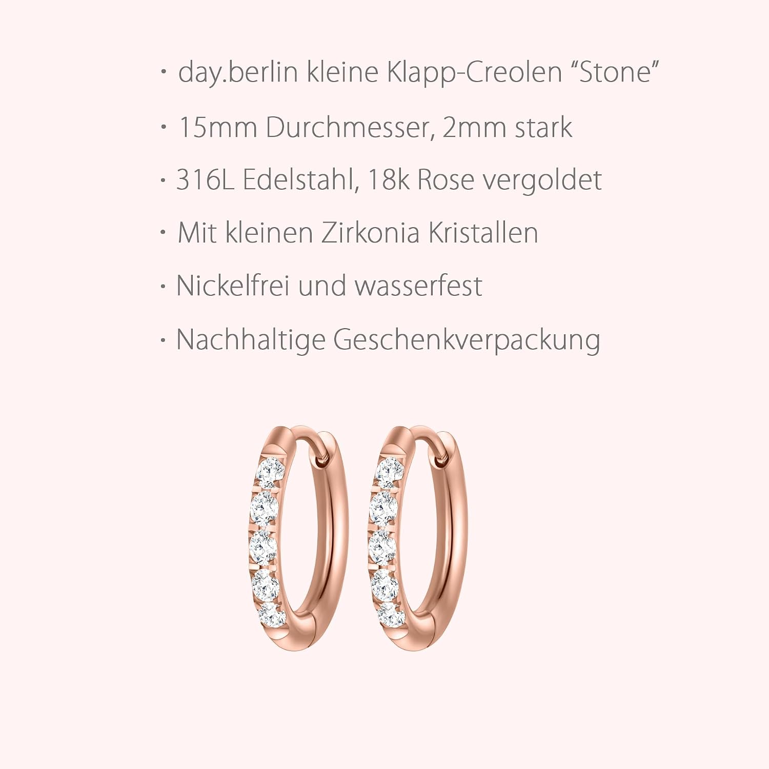 Thumbnail 6 de day.berlin Stone 18k vergoldete Creolen 15 mm đź’Ť