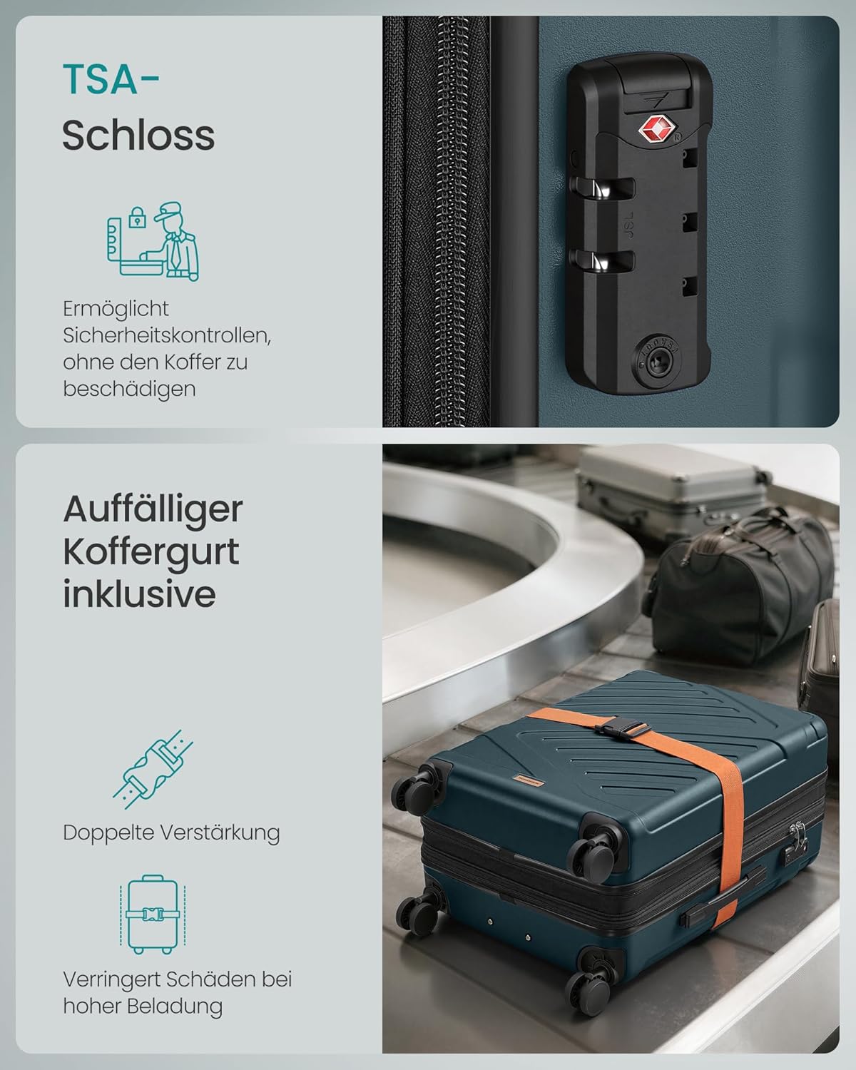 Thumbnail 4 de SONGMICS Reisekoffer L65 ABS mit TSA-Schloss, erweiterbar auf ca. 80 L, dunkeltürkis – 65 cm