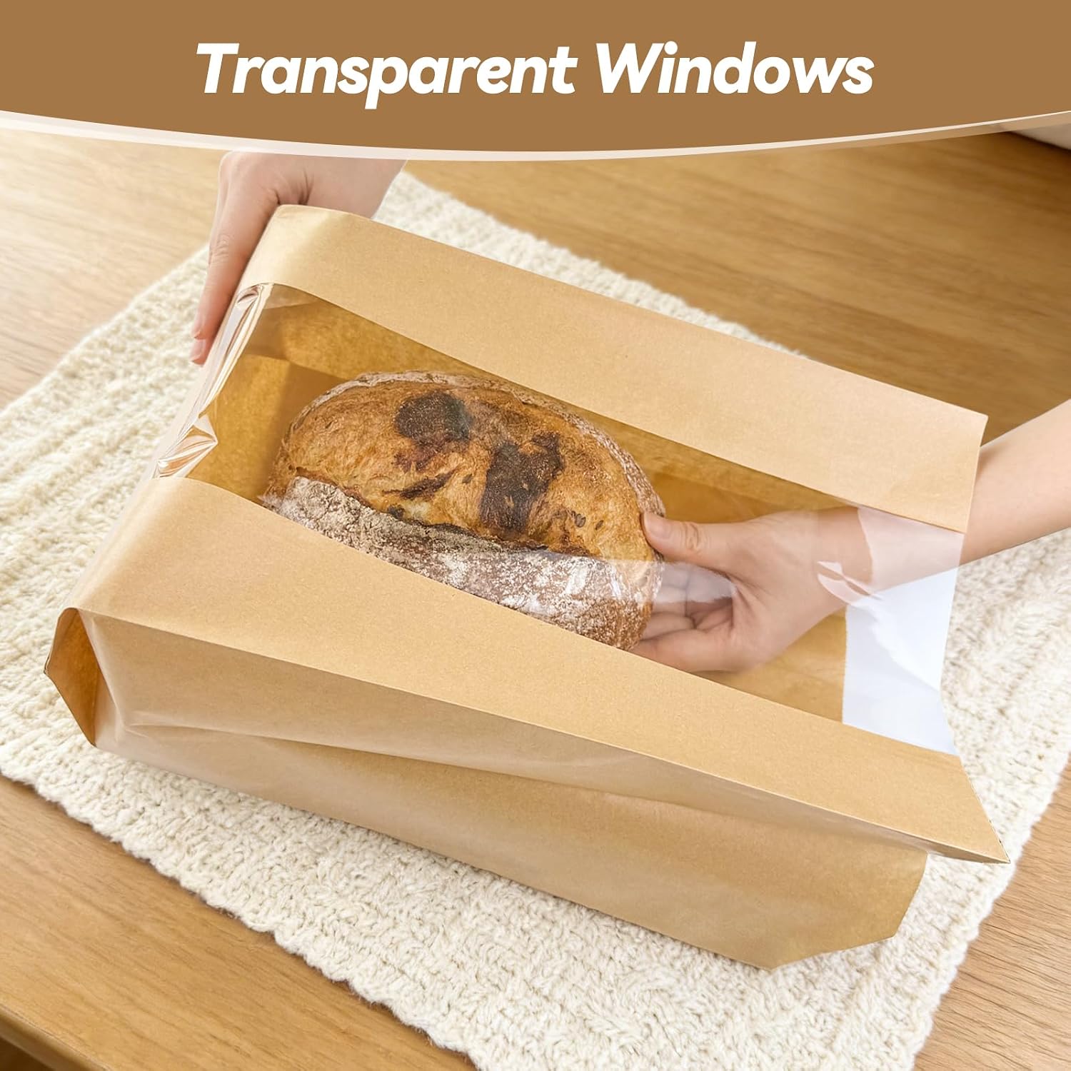 Detalle de Tripho 100 Pcs Bread Bags with Clear Window and 120 Stickers for Homemade Bread
