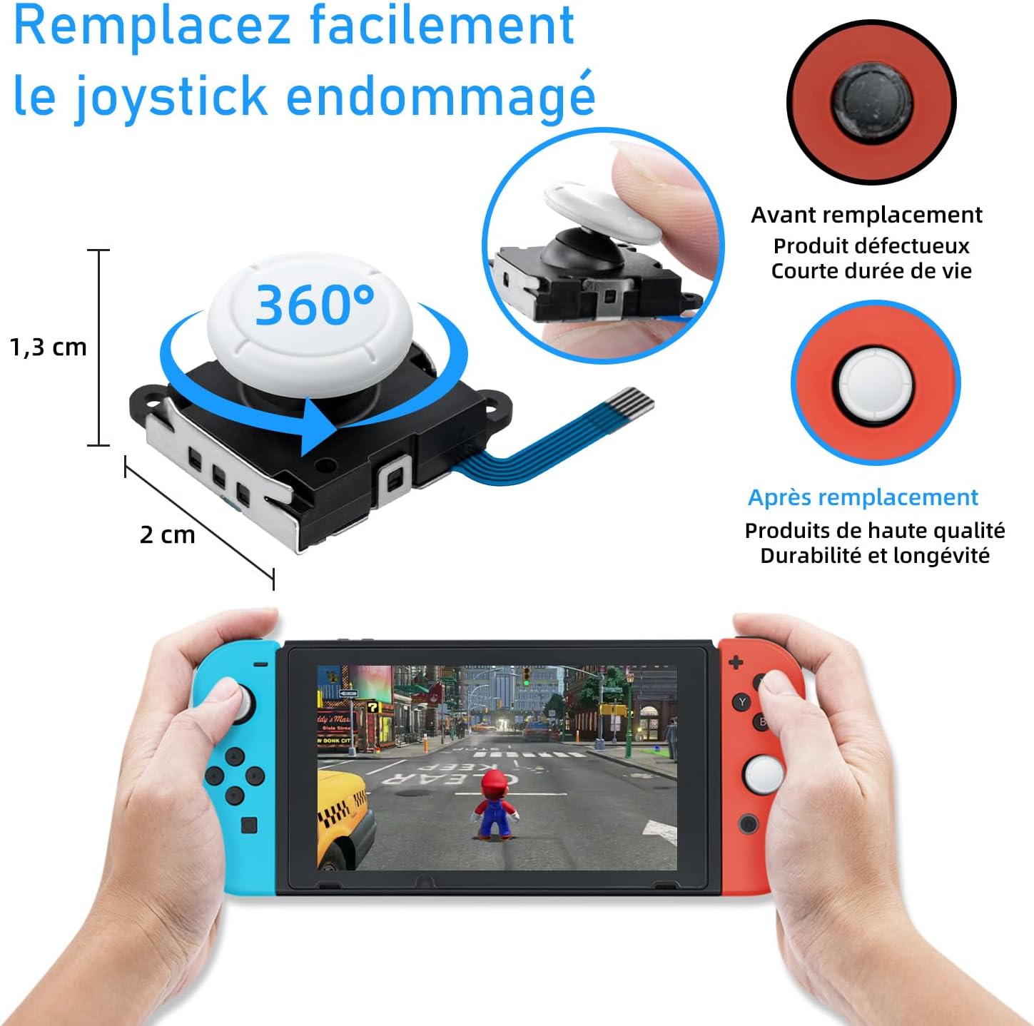 Thumbnail 3 de Kit de réparation Joy-Con Mcbazel (Switch / Switch Lite / Switch OLED) avec joysticks de rechange et tournevis Triwing