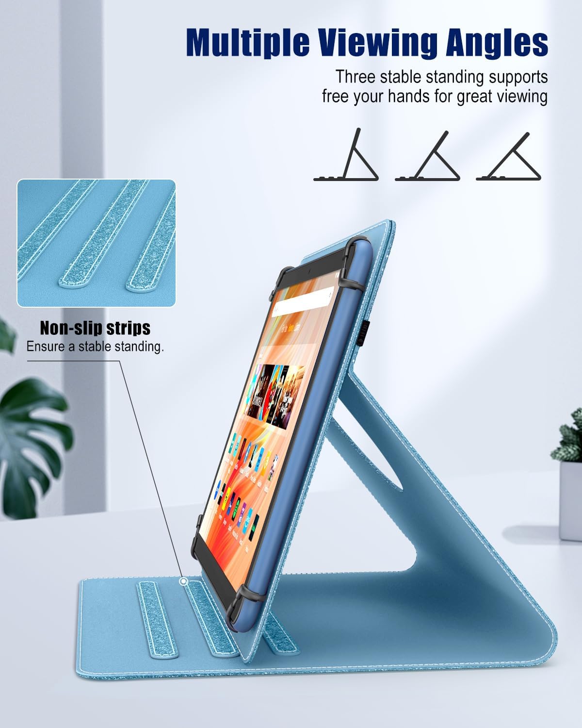 Detalle 2 de TiMOVO Universal Hülle für DOOGEE U11/U11 Pro & 9–11 Zoll Tablets – Glitzer Himmelblau