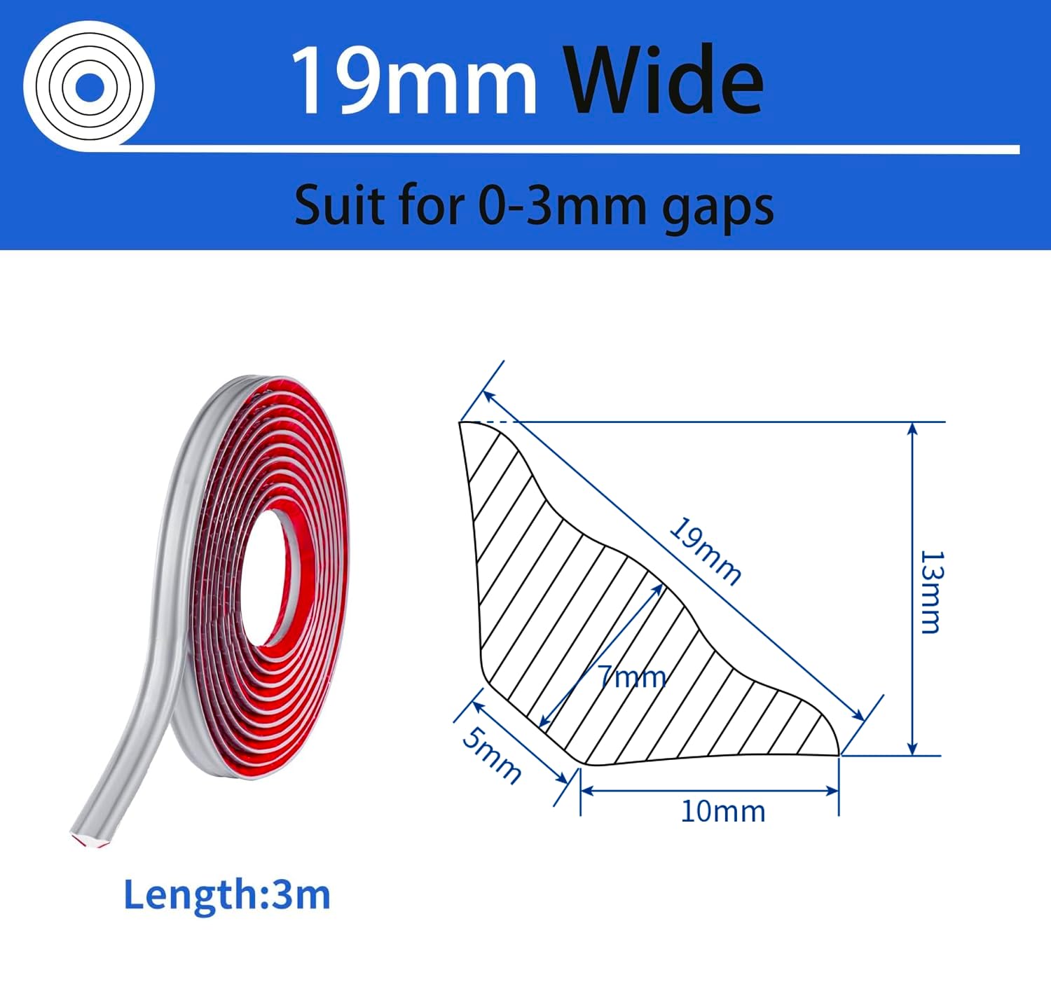 Thumbnail 1 de Zayejod Qua908 Grey PVC Quadrant Trim, Self-Adhesive 3 m Strip, 19 mm × 10 mm