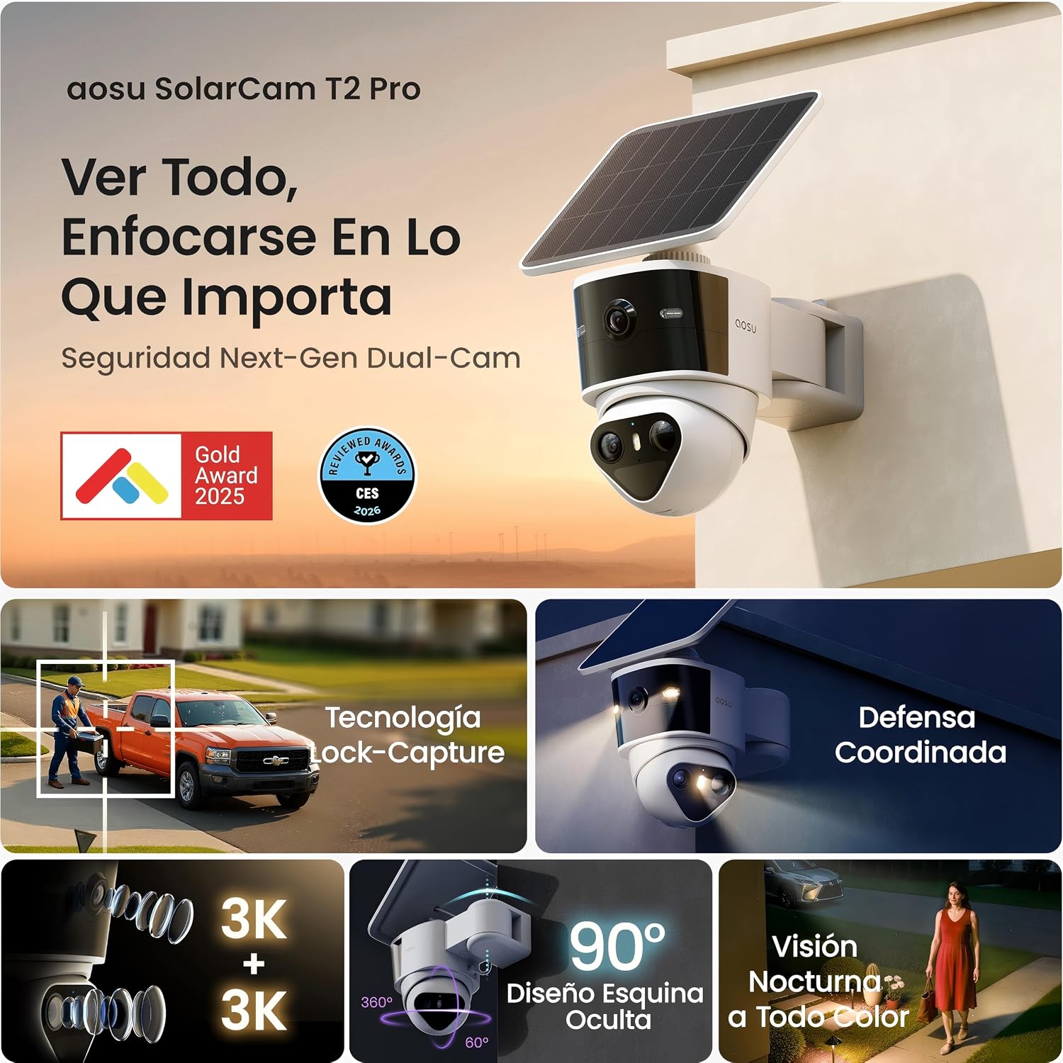 Thumbnail 1 de aosu 3K Cámara vigilancia WiFi exterior 3K