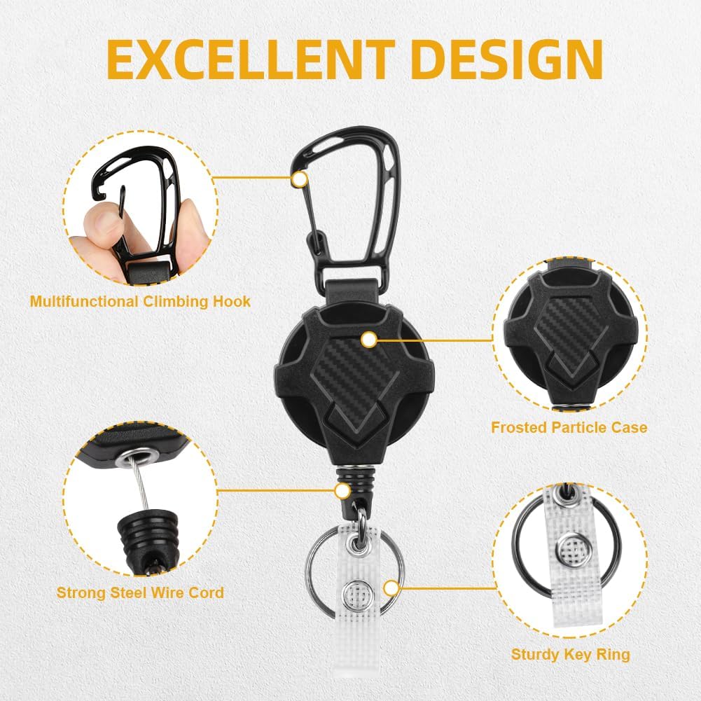 Detalle de Vicloon Portachiavi Retrattile – Porta Badge a Moschettone con Bobina Diamante