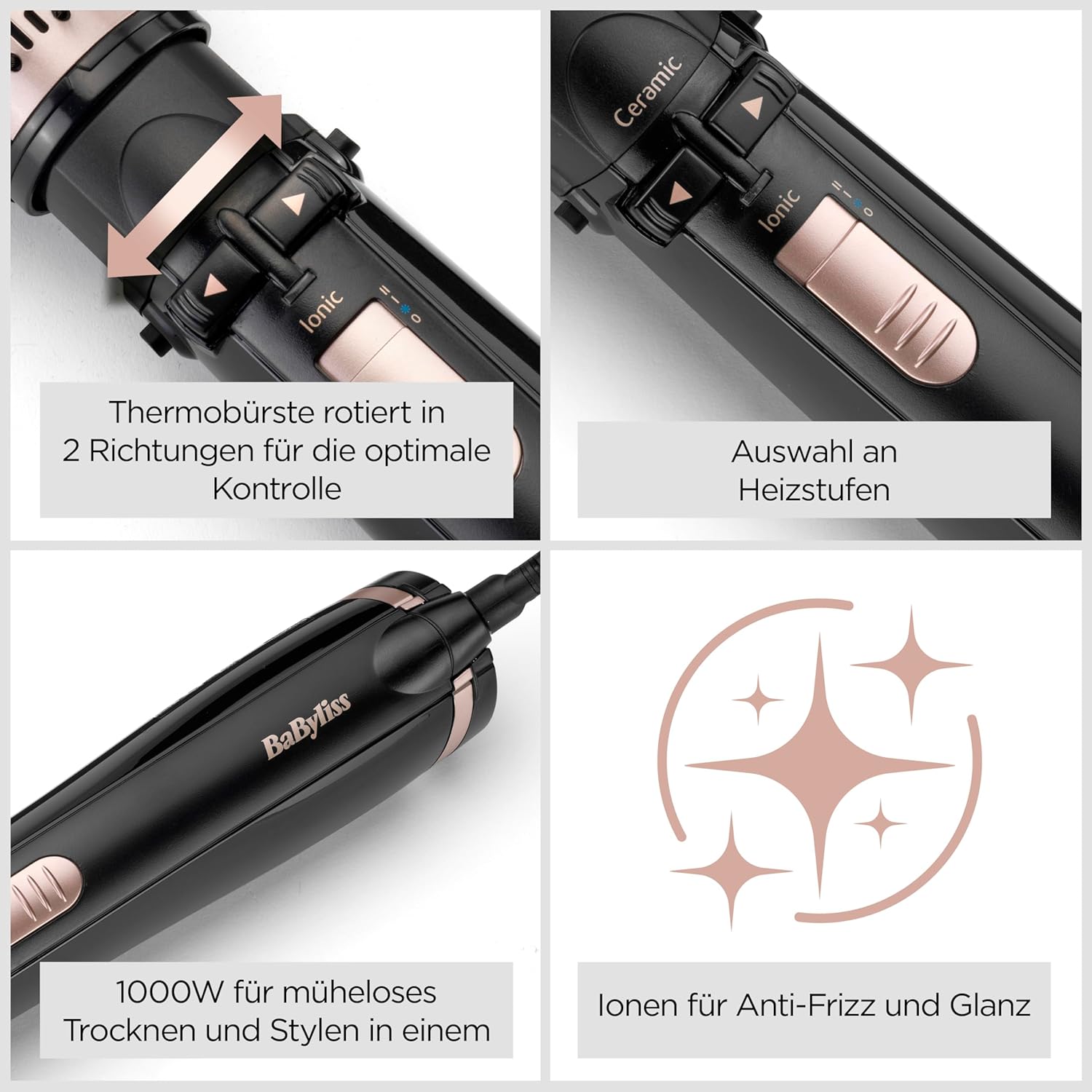 Thumbnail 6 de BaByliss Dry, Straighten and Style AS200E – Rotierende Warmluftbürste mit Ionen & 4 Aufsätzen