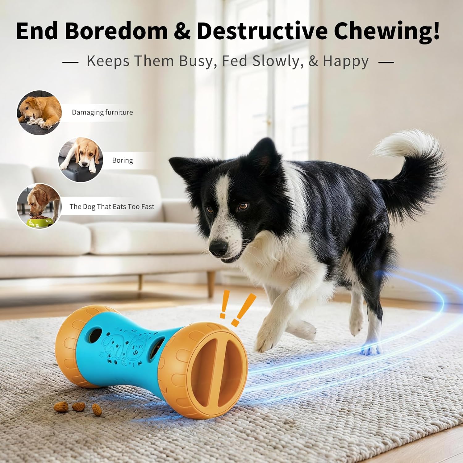 Detalle de Interactive Dog Toys for Boredom: Treat Dispenser and Slow Feeder for Small/Medium Dogs (Blue)