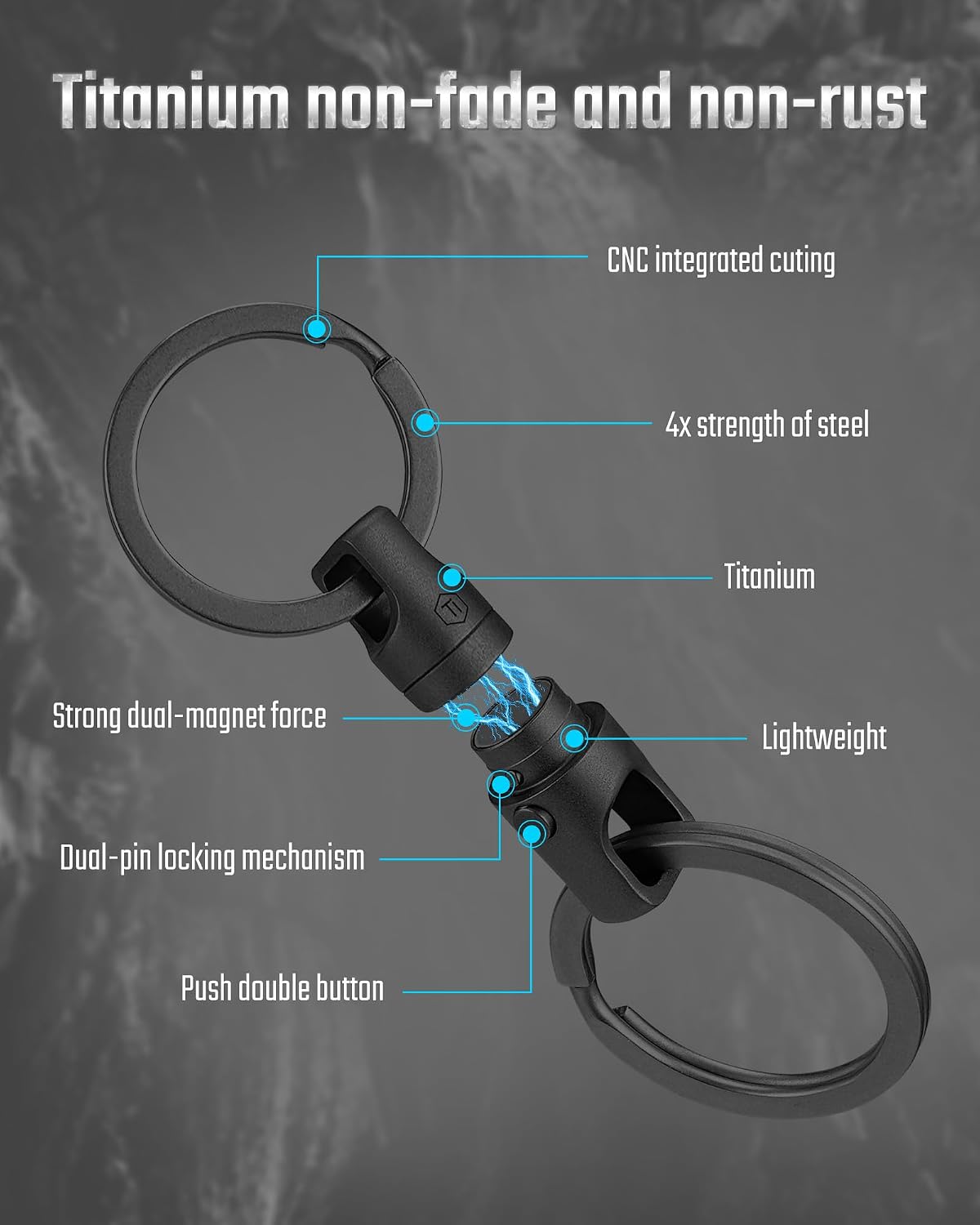 Thumbnail 6 de KeyUnity Titanium key holder ring, 360° swivel