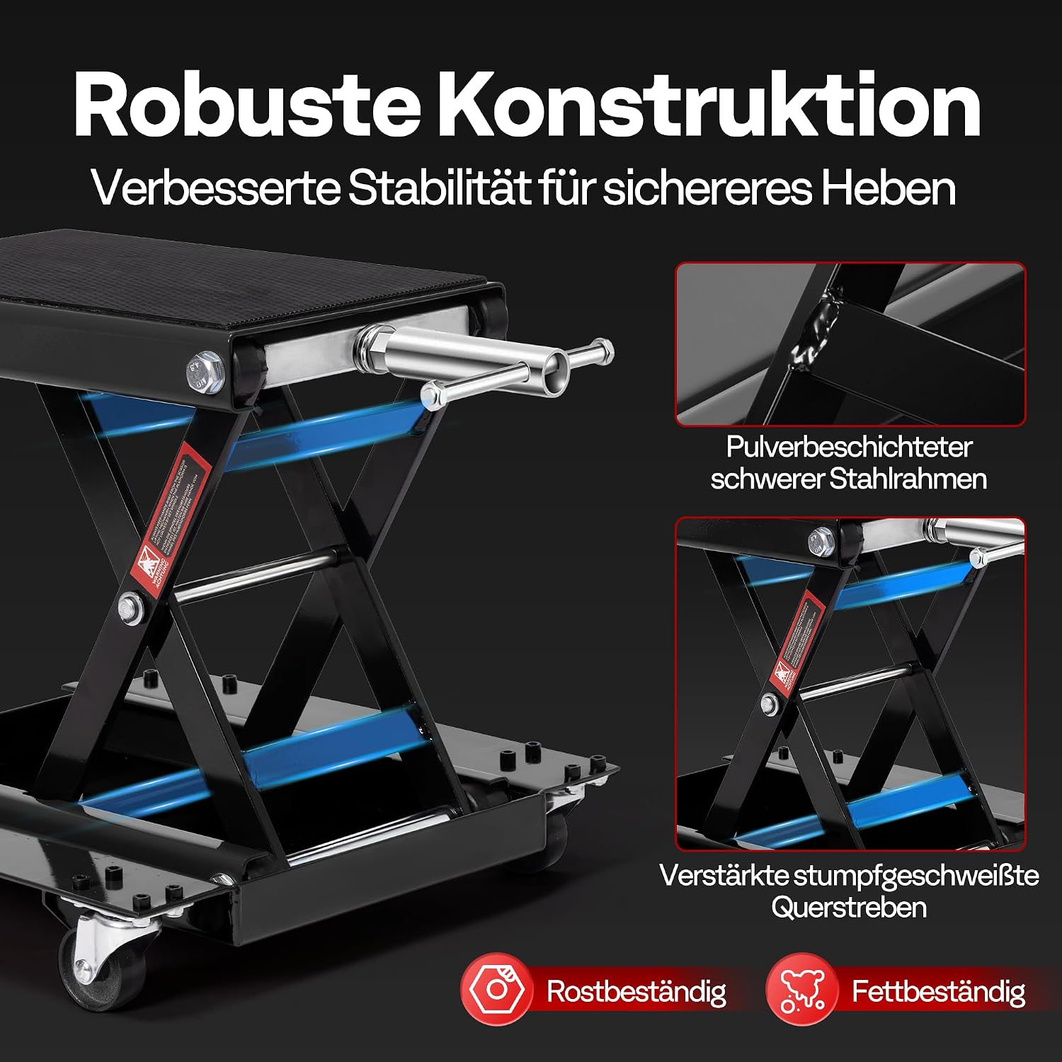Thumbnail 5 de VIVOHOME Motorrad-Hebebühne 500 kg aus Stahl – breite Plattform mit Rollwagen und Handkurbel