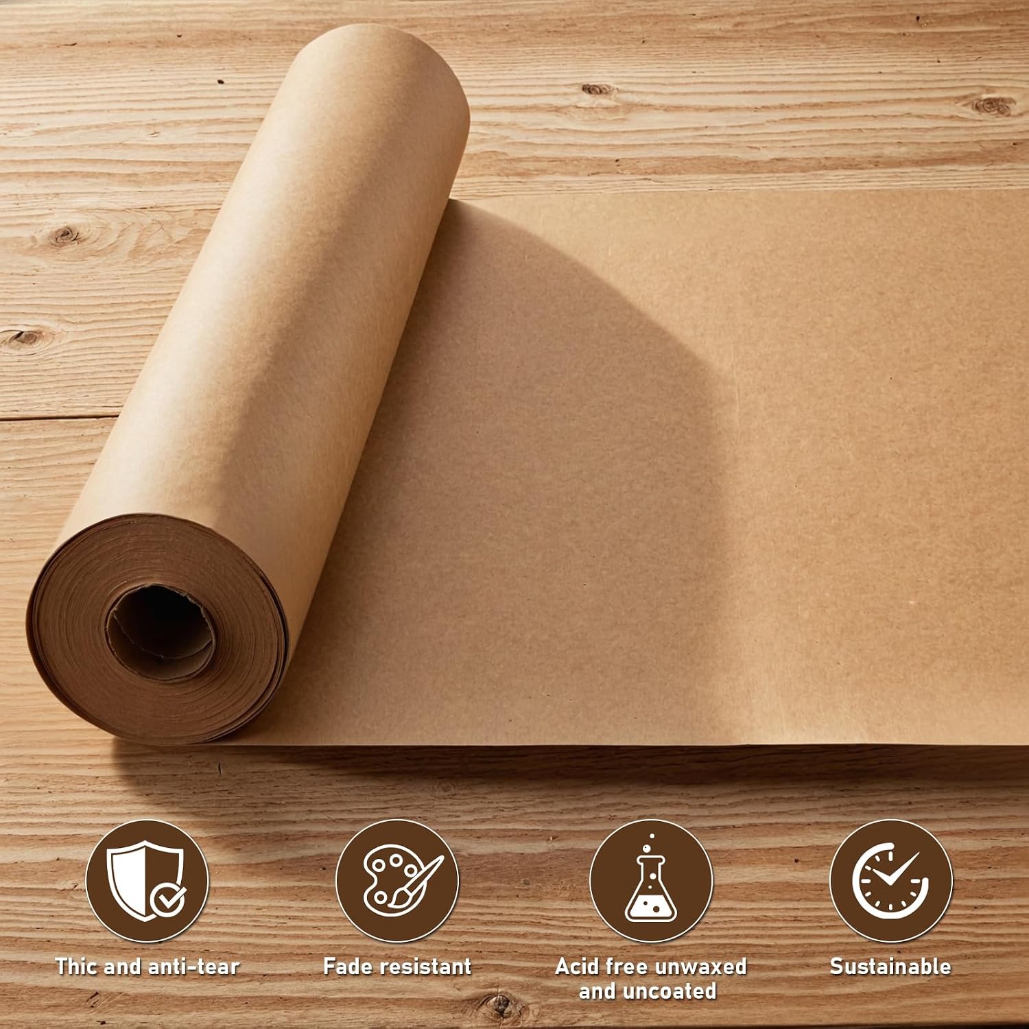 Thumbnail 2 de Ceecysaa Kraft paper Roll, Brown, 17.5" x 1200" for Gifts & Crafts