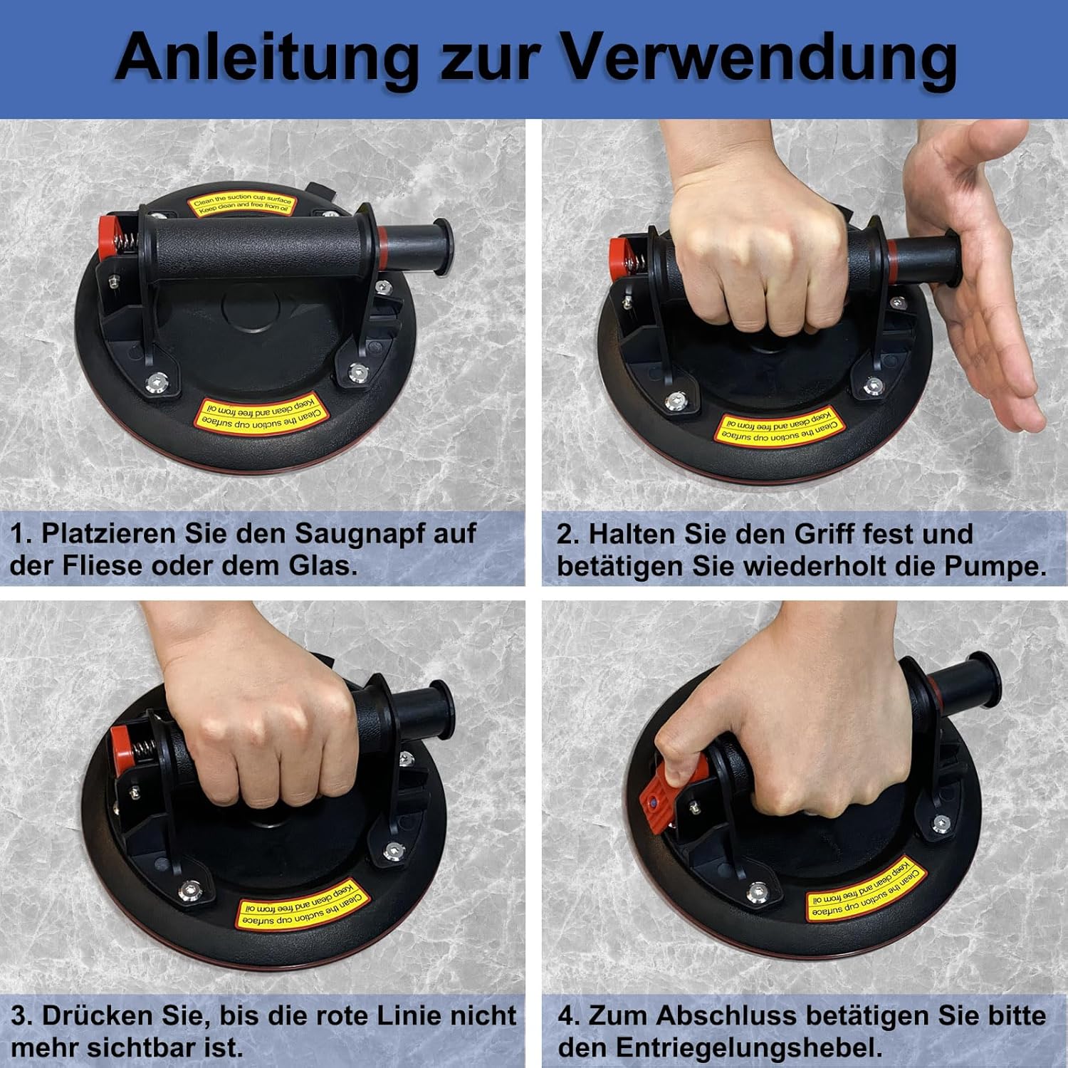 Thumbnail 6 de TQPXZO Saugheber 2er-Set (8,2 Zoll) für Glas & Fliesen, Tragkraft bis 220 kg – mit Tragetasche/Werkzeugkasten