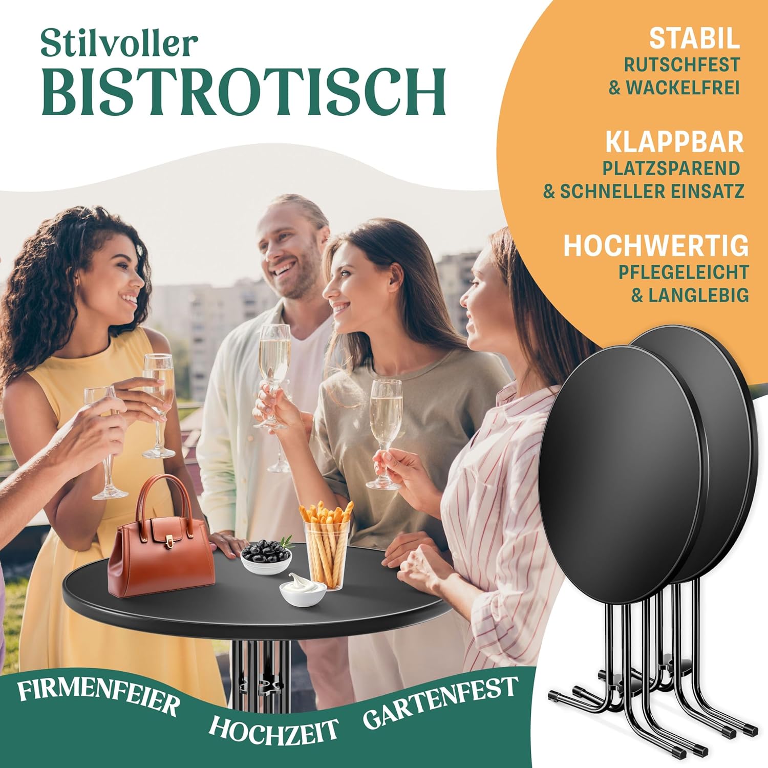Thumbnail 2 de KESSER® Stehtisch klappbar 2er Set Ø70 cm rund – wetterfest, kompakt & flexibel einsetzbar
