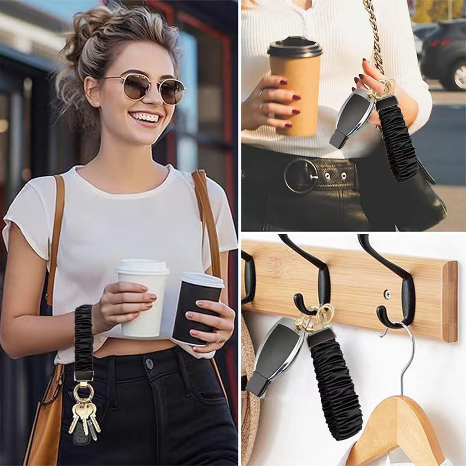Detalle 2 de DKGKOO Stretchy Scrunchie Keychain Wristlet: Hands‑free Key Access with Style
