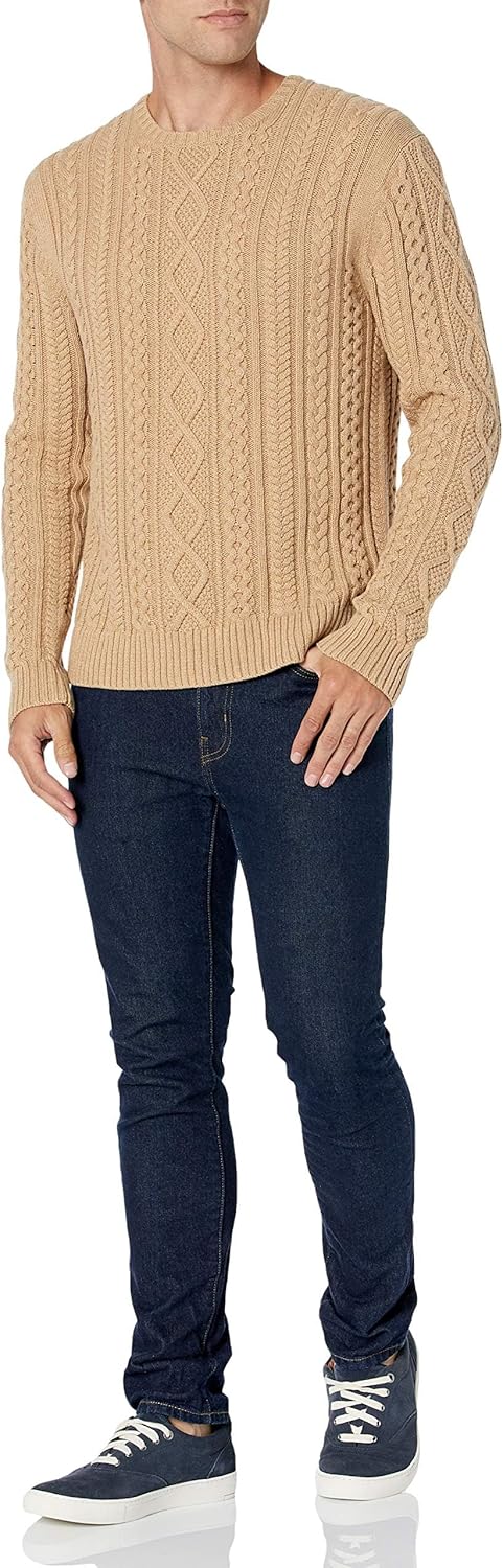 Detalle de Amazon Essentials Men’s 100% Cotton Fisherman Cable Crewneck Jumper (Long Sleeve)