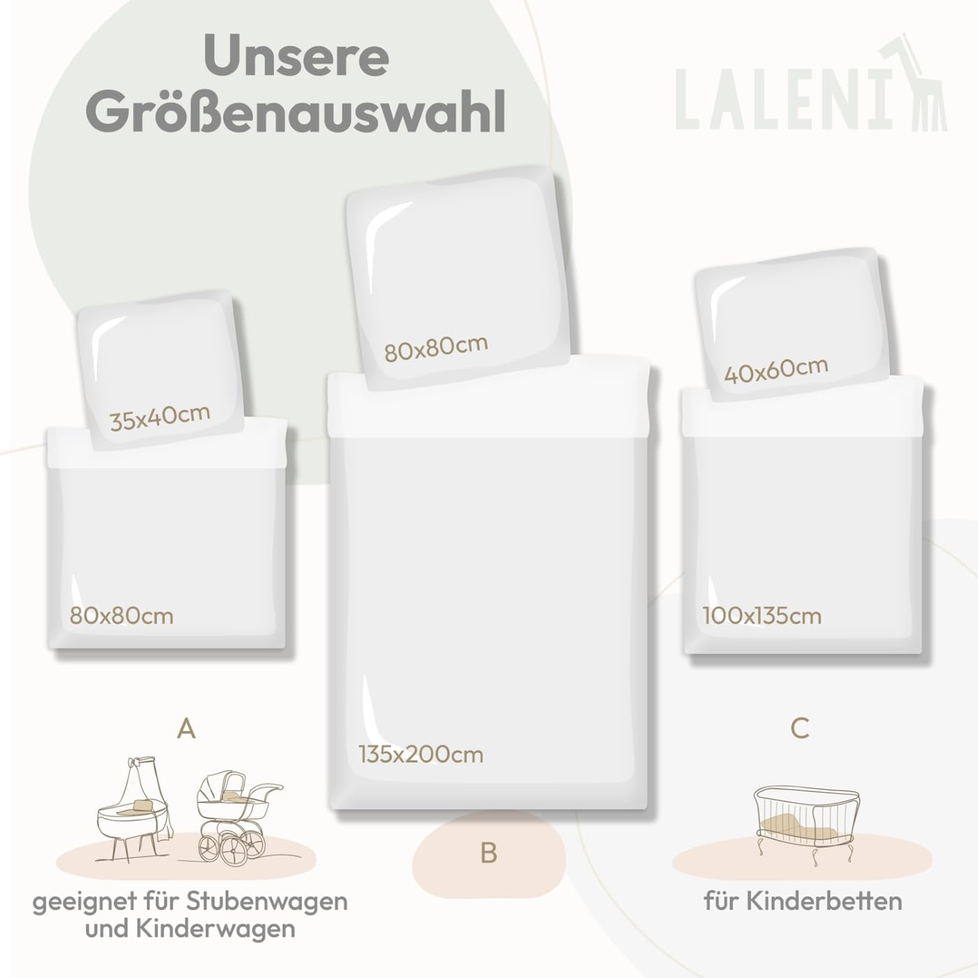 Thumbnail 6 de Laleni Baby- & Kinder-Bettwäsche-Set (100x135 cm) plus Kissenbezug (40x60 cm) aus 100% Baumwolle, Oeko-TEX, grün