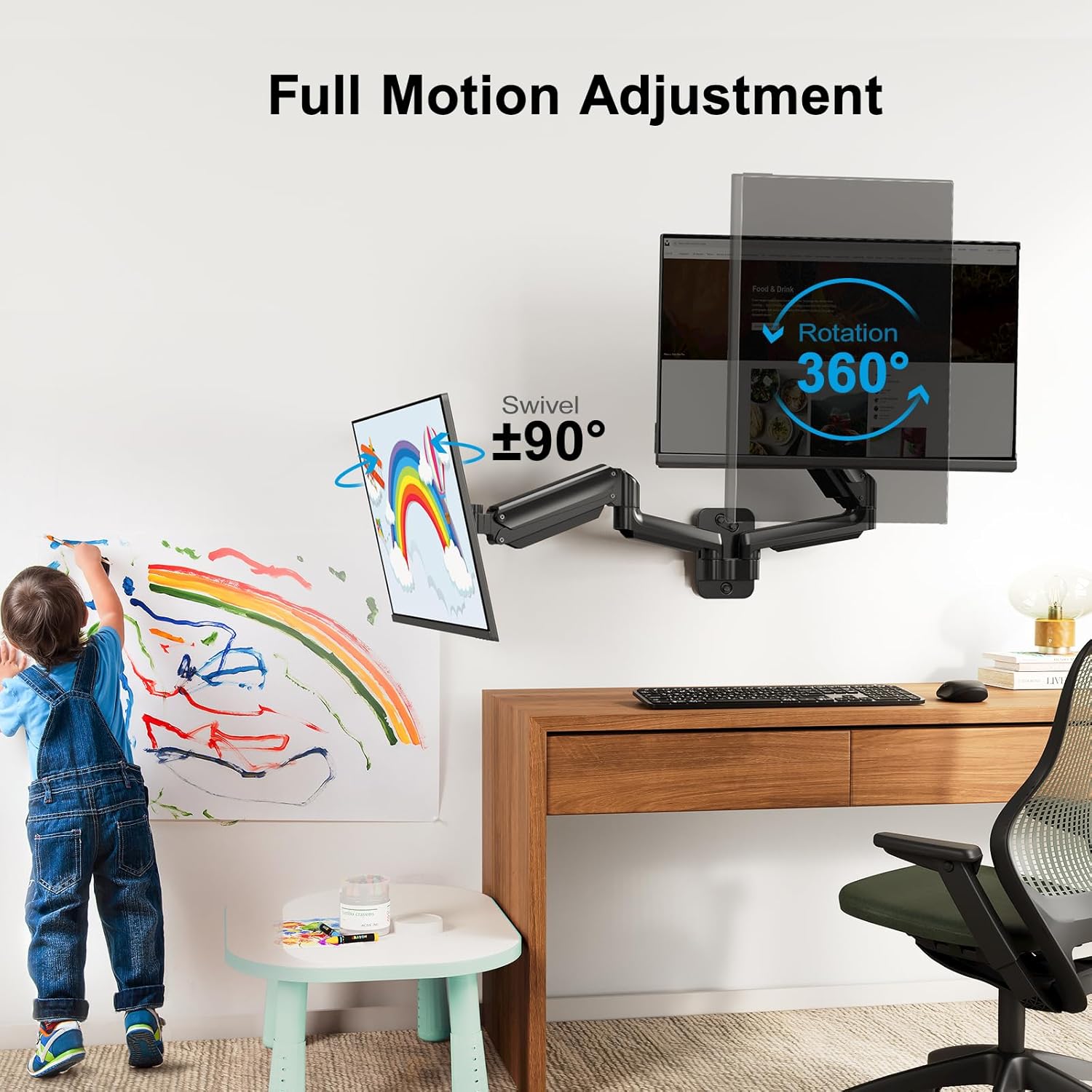 Detalle 2 de HUANUO Monitor Wandhalterung 2 Monitore