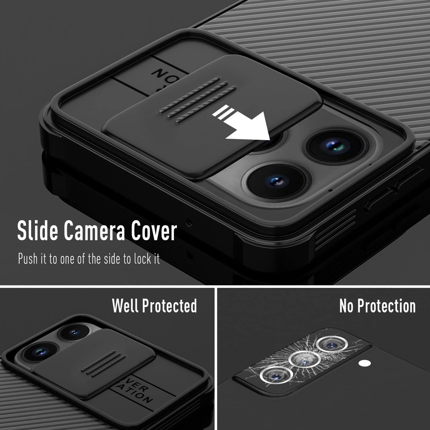 Thumbnail 1 de XTCASE Coque iPhone 14 Pro Max – Protection caméra coulissante, ultramince et antidérapante, Noir