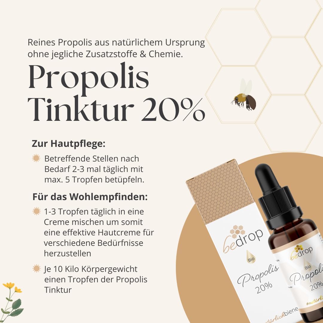Detalle de Bio Propolis Tropfen 20% (hochdosiert) – Imker-Extrakt als Tinktur, 20%-Standardisierung