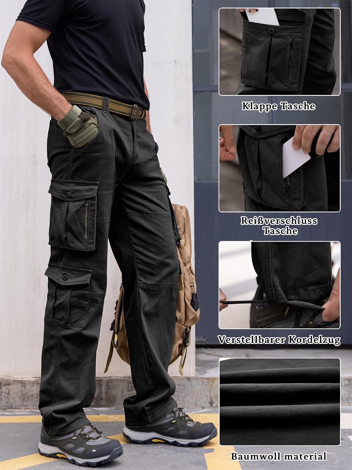 Detalle 2 de Cargohose aus Baumwolle Baggy Chino