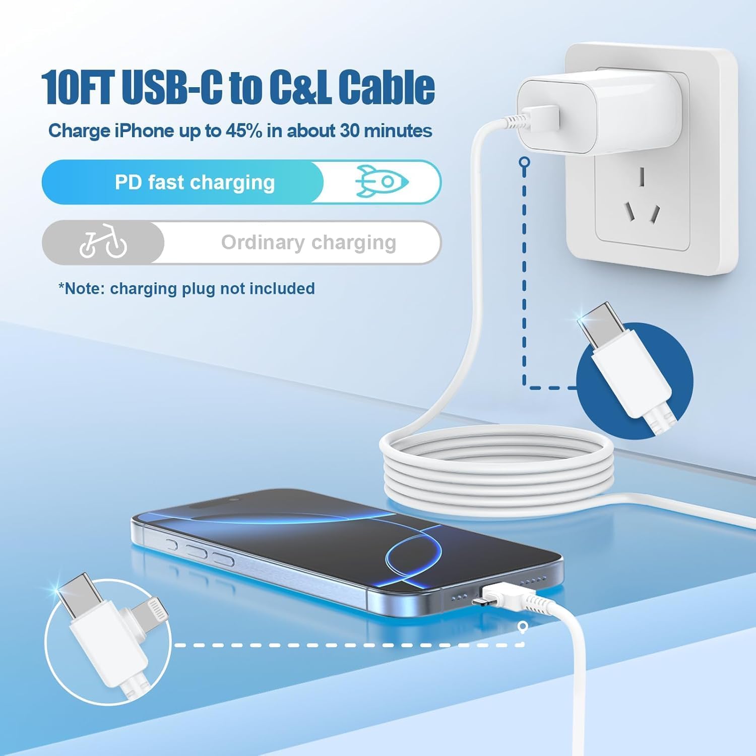 Thumbnail 6 de 2 in 1 USB C to Lightning 10ft