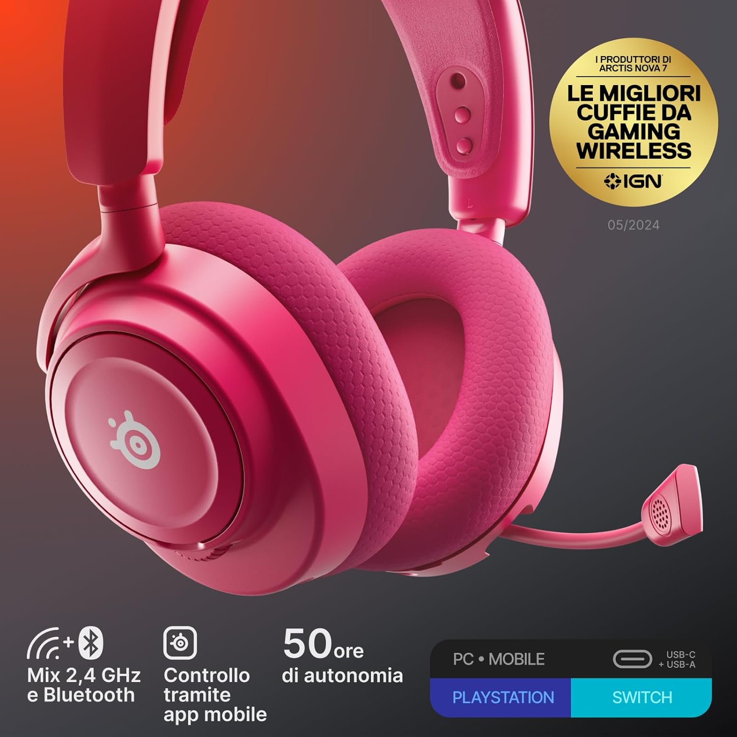Thumbnail 1 de SteelSeries Arctis Nova 7 Wireless Gen 2: cuffie gaming wireless con mix 2,4 GHz/Bluetooth e oltre 50 ore