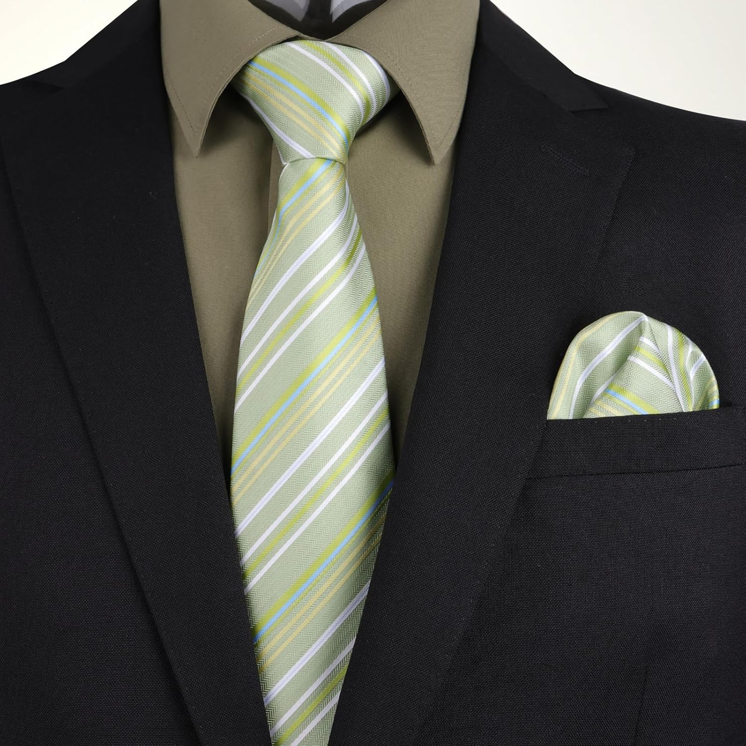 Thumbnail 1 de Alizeal Mens Long Sleeve Shirt, Necktie & Pocket Square Set