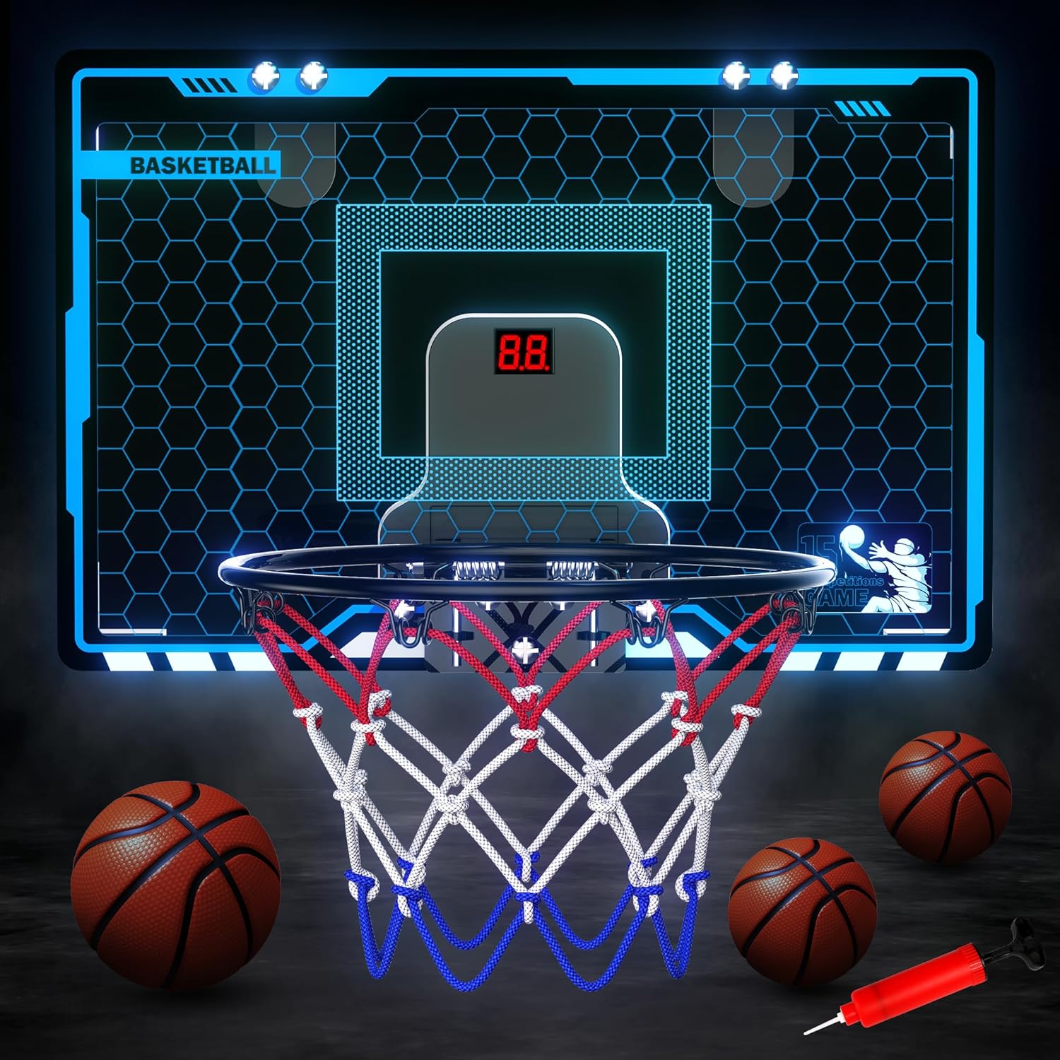 Thumbnail 6 de HopeRock Indoor Mini Basketball Hoop with LED lighting
