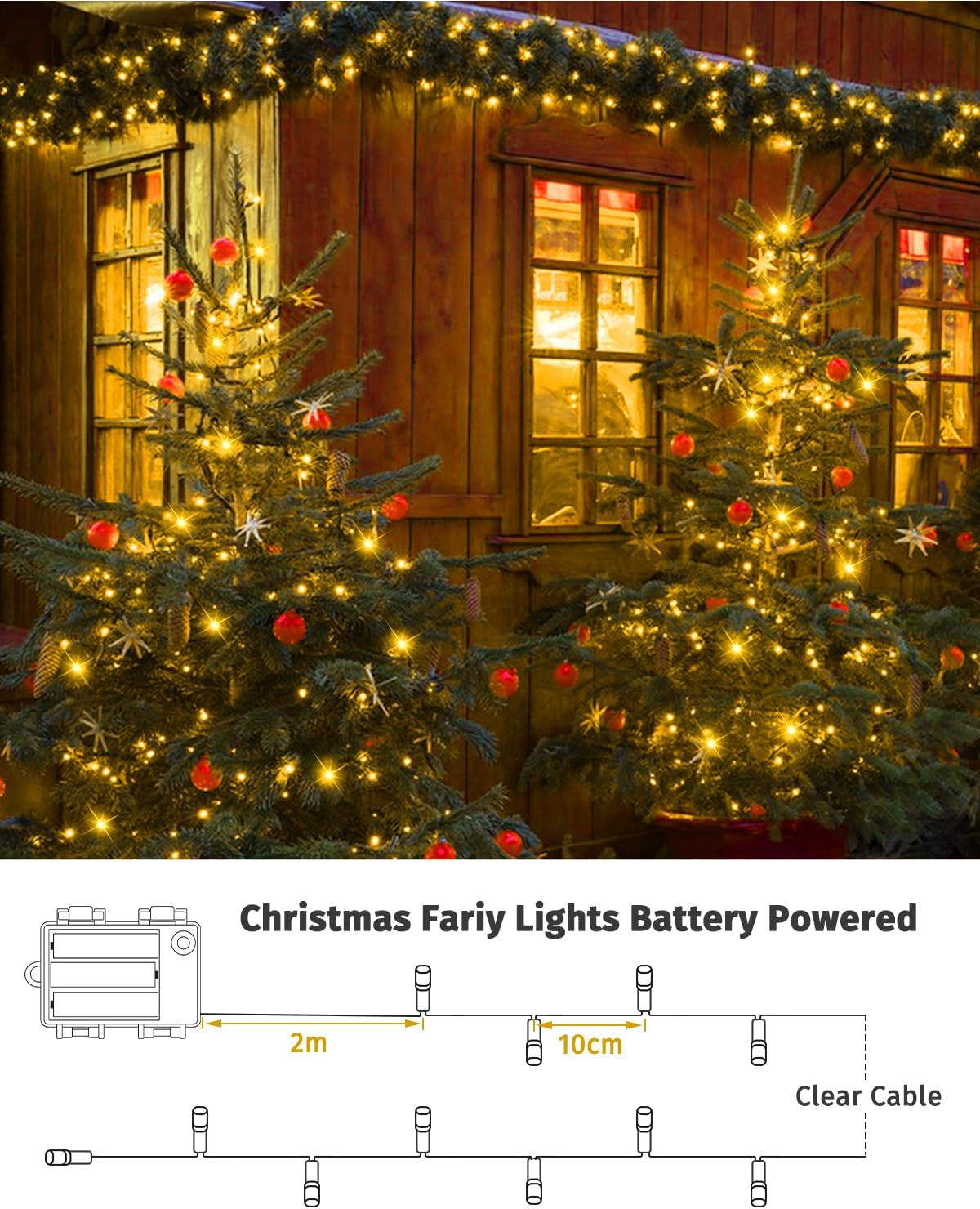 Detalle 2 de Bowfar B-LB-2P5 Battery Fairy Lights, 2 x 5m, 50 Warm White LEDs, IP65
