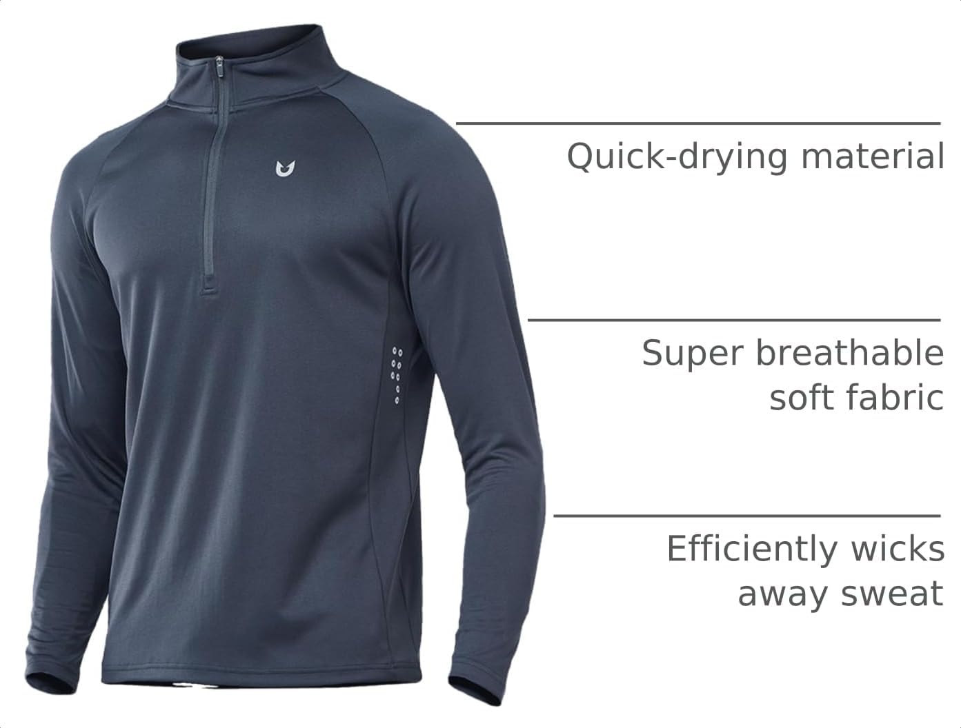 Detalle 2 de NORTHYARD Men's Quarter-Zip Athletic Pullover, Long Sleeve, Moisture-Wicking