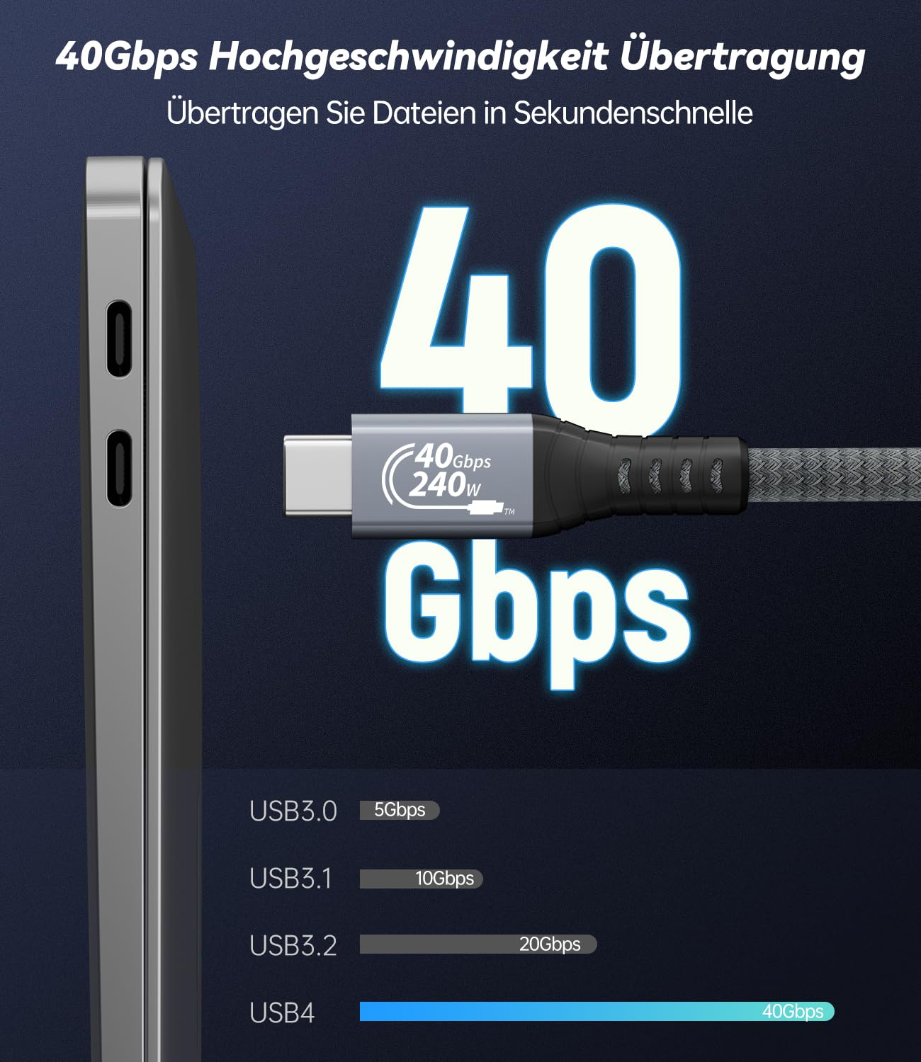 Thumbnail 5 de AGFINEST 240W USB4 Kabel: Thunderbolt 4 kompatibles USB-C Kabel für 8K/4K-Displays und Power Delivery 240 W