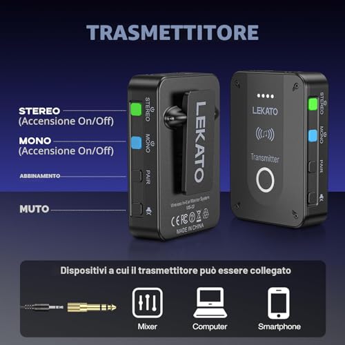 Thumbnail 2 de LEKATO MS-02 In-Ear Monitor wireless: monitoraggio in-ear professionale per prove, live e guitar</>