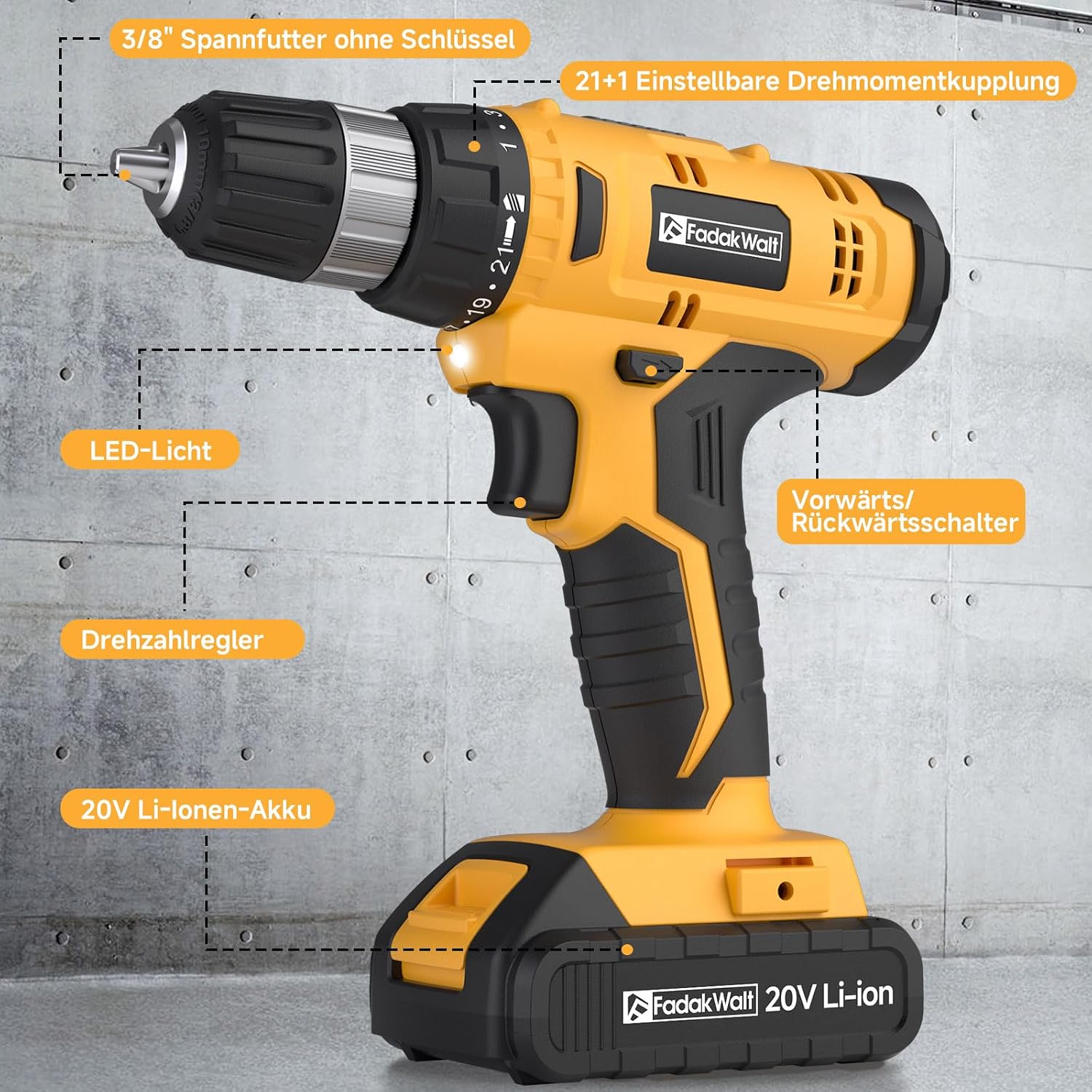 Thumbnail 2 de FADAKWALT 20V Cordless Drill Set