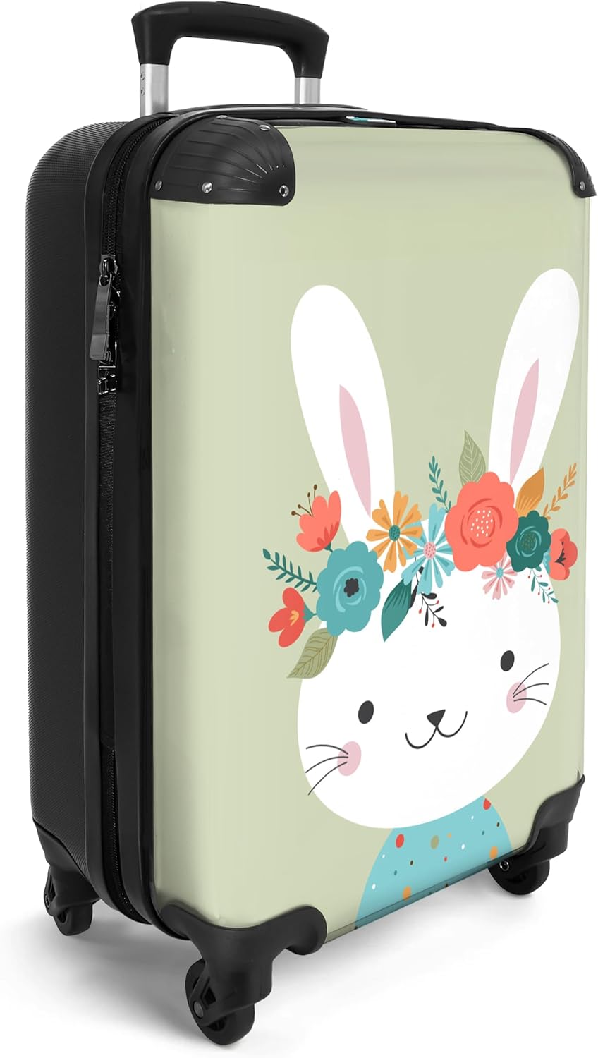 Detalle 2 de Valigia Bambini 55x40x20 cm Illustrazione Coniglio Verde di NoBoringSuitcases.com