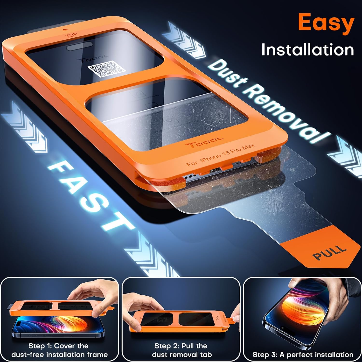 Detalle 2 de TOCOL Privacy Pellicola per iPhone 15 Pro Max 6,7" 25°