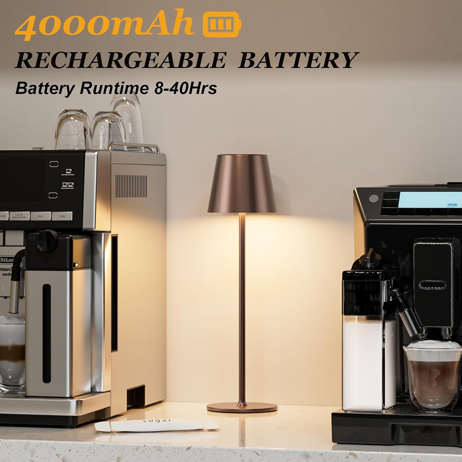 Thumbnail 2 de Aooshine Cordless Table Lamps (Set of 2) with Touch Control – 3-Colour Modes, USB-C Rechargeable, Brown
