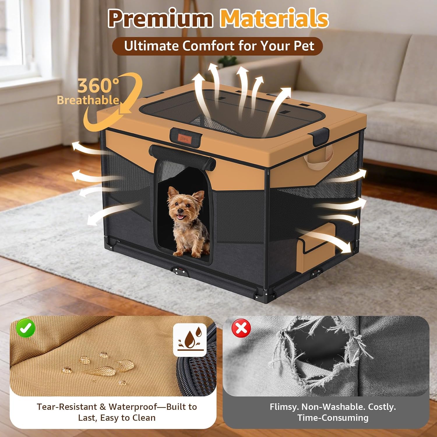 Detalle de Steel Frame Dog Playpen (81x61x56cm) – Foldable, Washable & Heavy-Duty Cage for Small to Medium Dogs