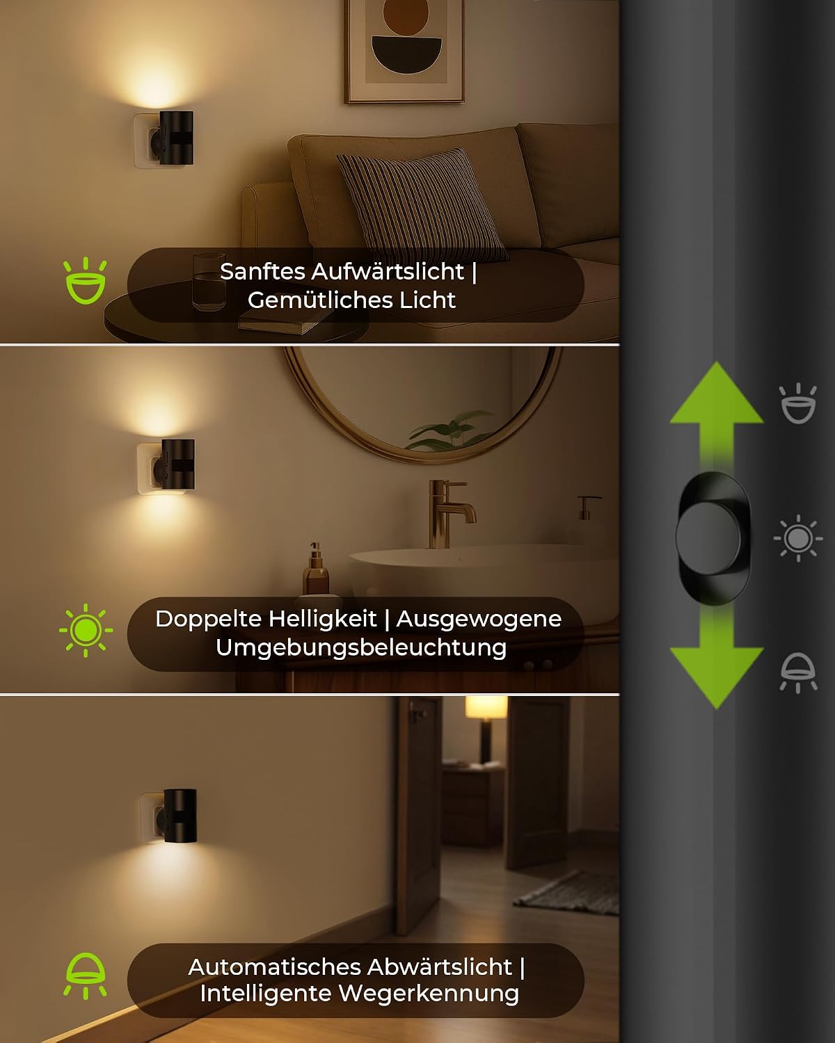 Detalle de AUVON Nachtlicht Steckdose mit Bewegungssensor 🔆