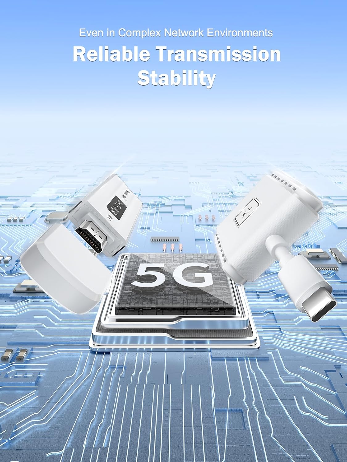 Detalle 2 de Lemorele FHD HDMI Wireless Transmitter and Receiver – 50 m Range, 1080p/60, 4K HDR Capable (TX with Type‑C)