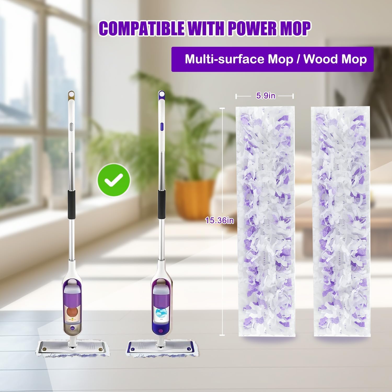 Detalle de 30 Pack Disposable Power Mop Pads for Swiffer Power Mop – 5X Cleaning Power, 12+ Layers, 15.4 x 5.9 in