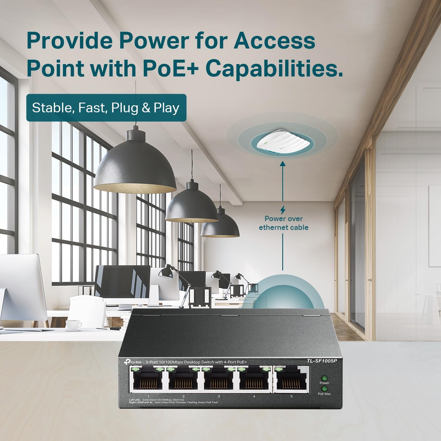 Detalle de TP-Link TL-SF1005P PoE Switch 67W