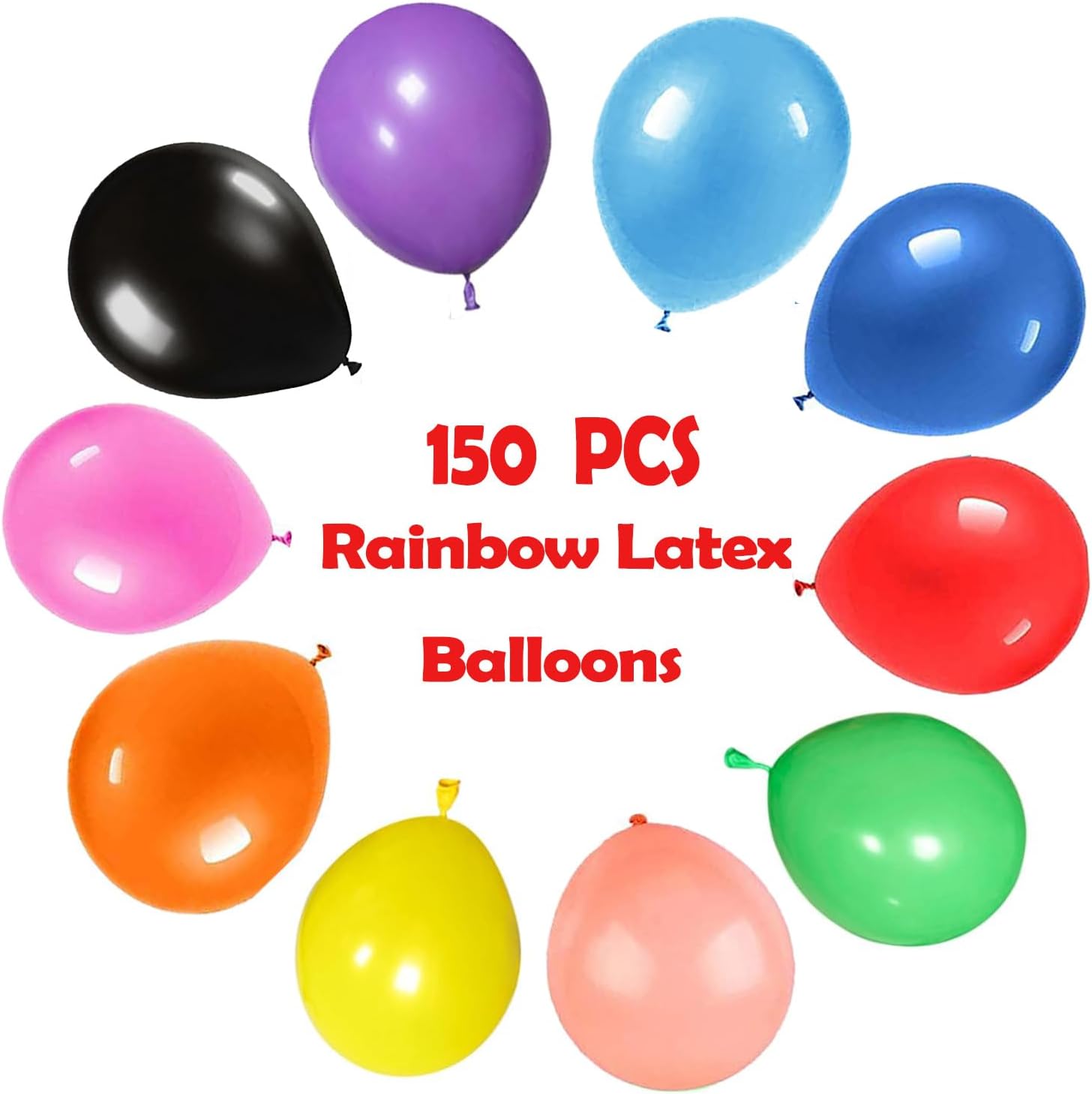Thumbnail 1 de Tomario Rainbow Balloons 150-Piece Multicoloured Helium Balloons – Latex Party Decor