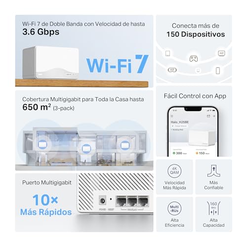 Detalle 2 de Mercusys Halo H25BE (2-Pack): Sistema WiFi Mesh 7 para casa grande con cobertura de 460 m²