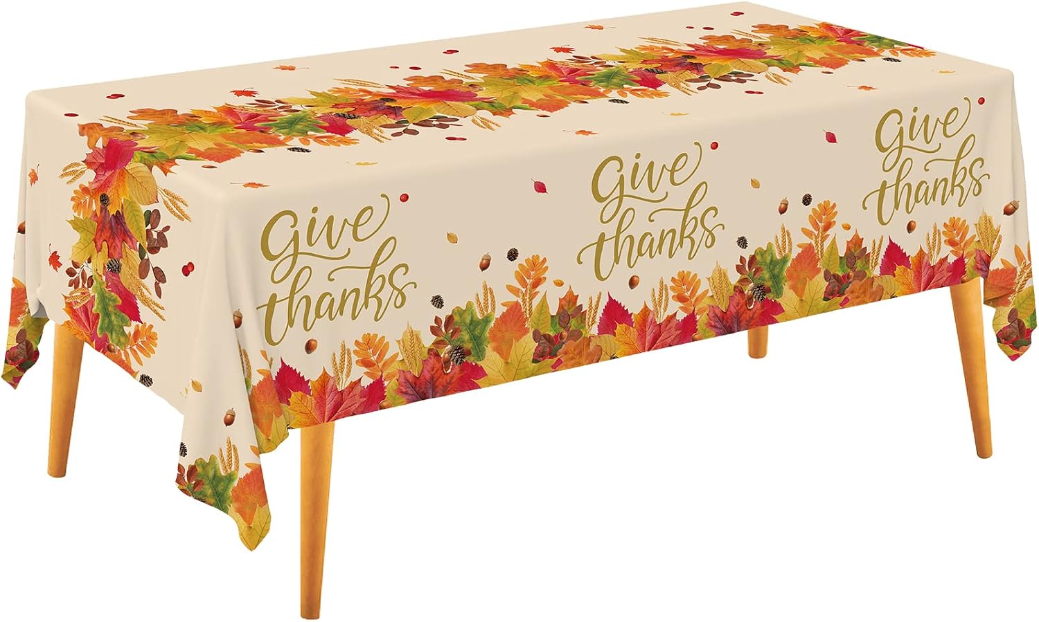 Detalle de Gatherfun Thanksgiving Plastic Tablecloths, 3-Pack, 54" x 108" Leaf Print