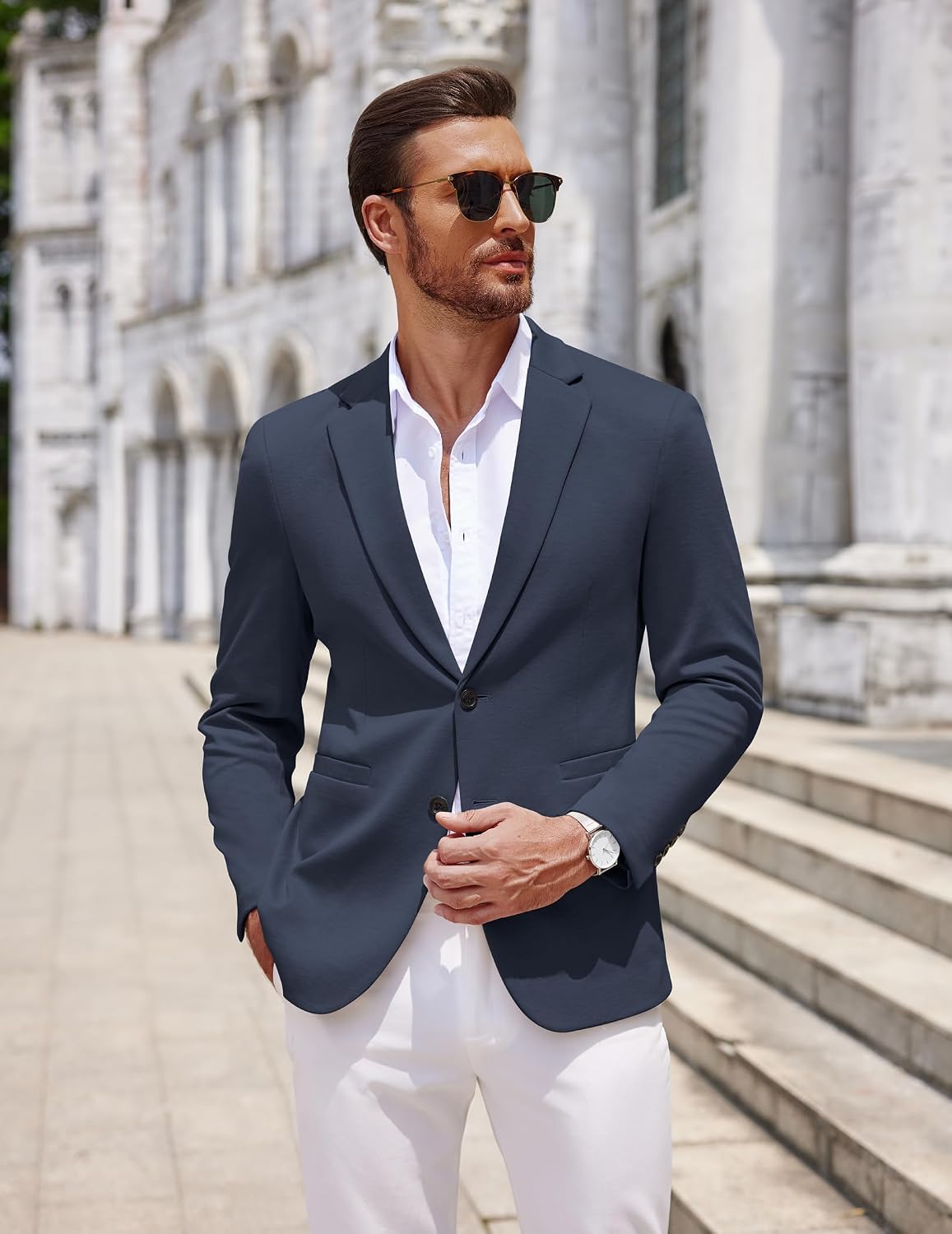 Detalle 2 de COOFANDY Casual Knit Blazer 2-Button