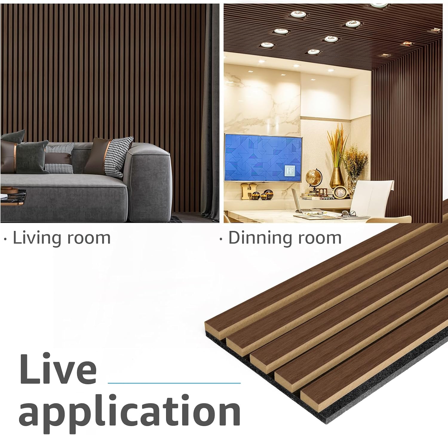 Detalle de Art3d A31at008BW06usz Wood Slat Wall Panels, Deep Walnut, 6-Pack