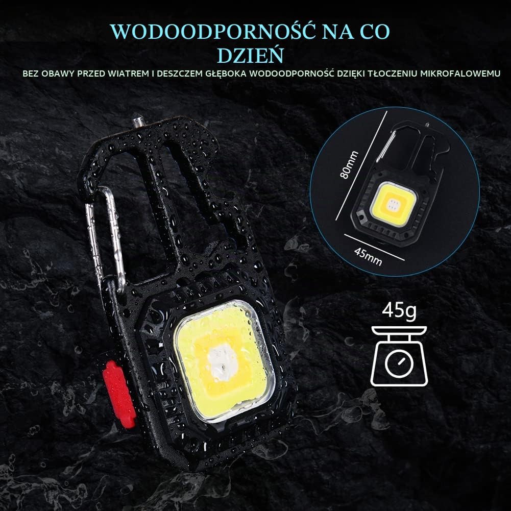 Detalle 2 de URAQT U4-2PW5138YSD221130-FBA – latarka LED brelok, 2 szt., 7 trybów, magnes
