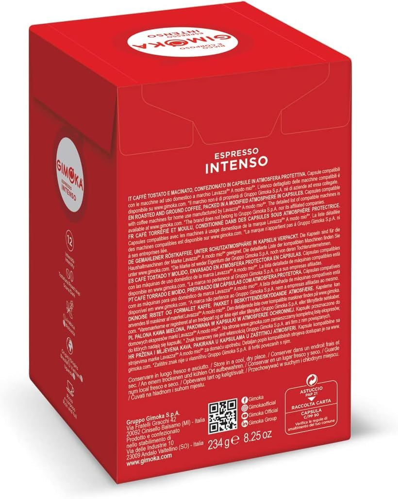 Detalle de Gimoka Espresso Intenso Kaffeekapseln – kompatibel mit Lavazza A Modo Mio, 144 Stück (4 × 36)